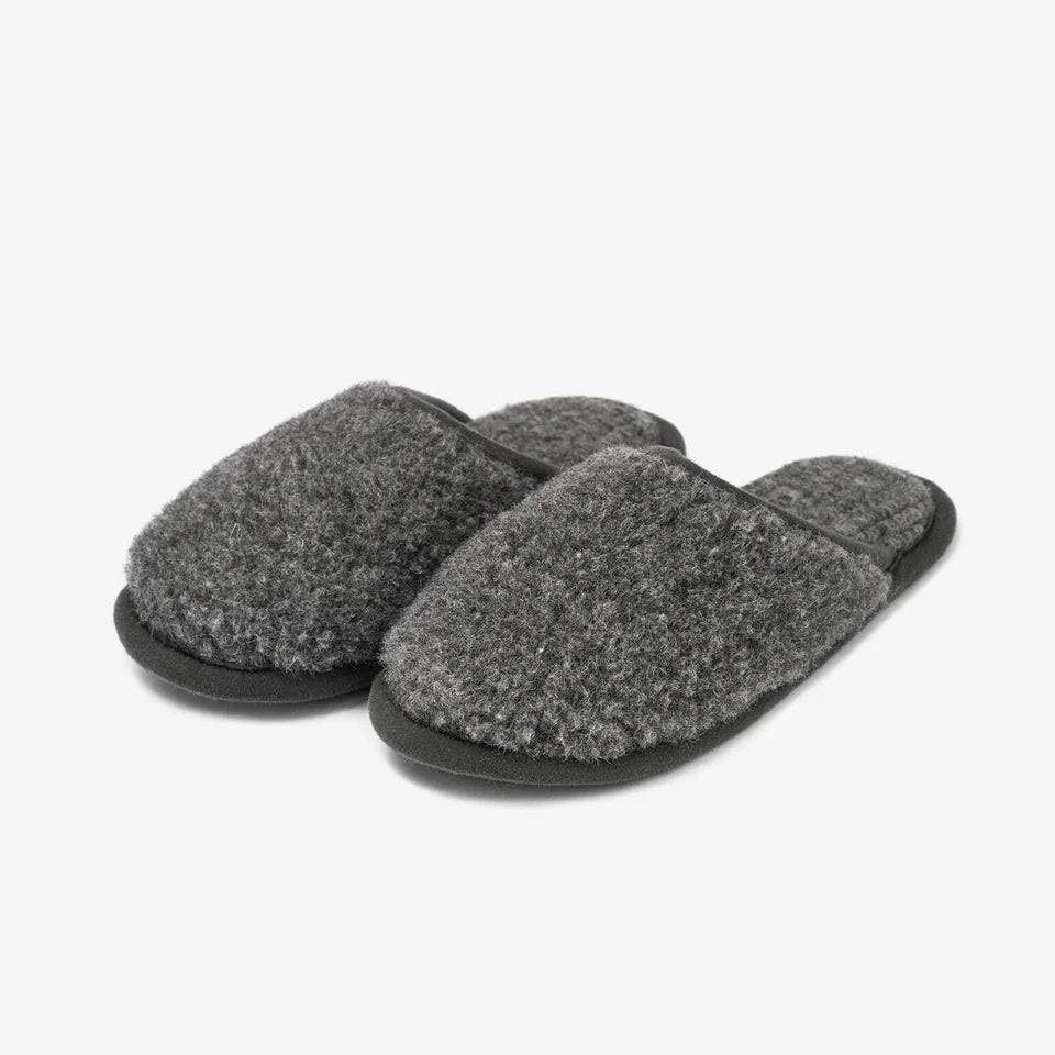 Tofflor i merinoull, granitgrå