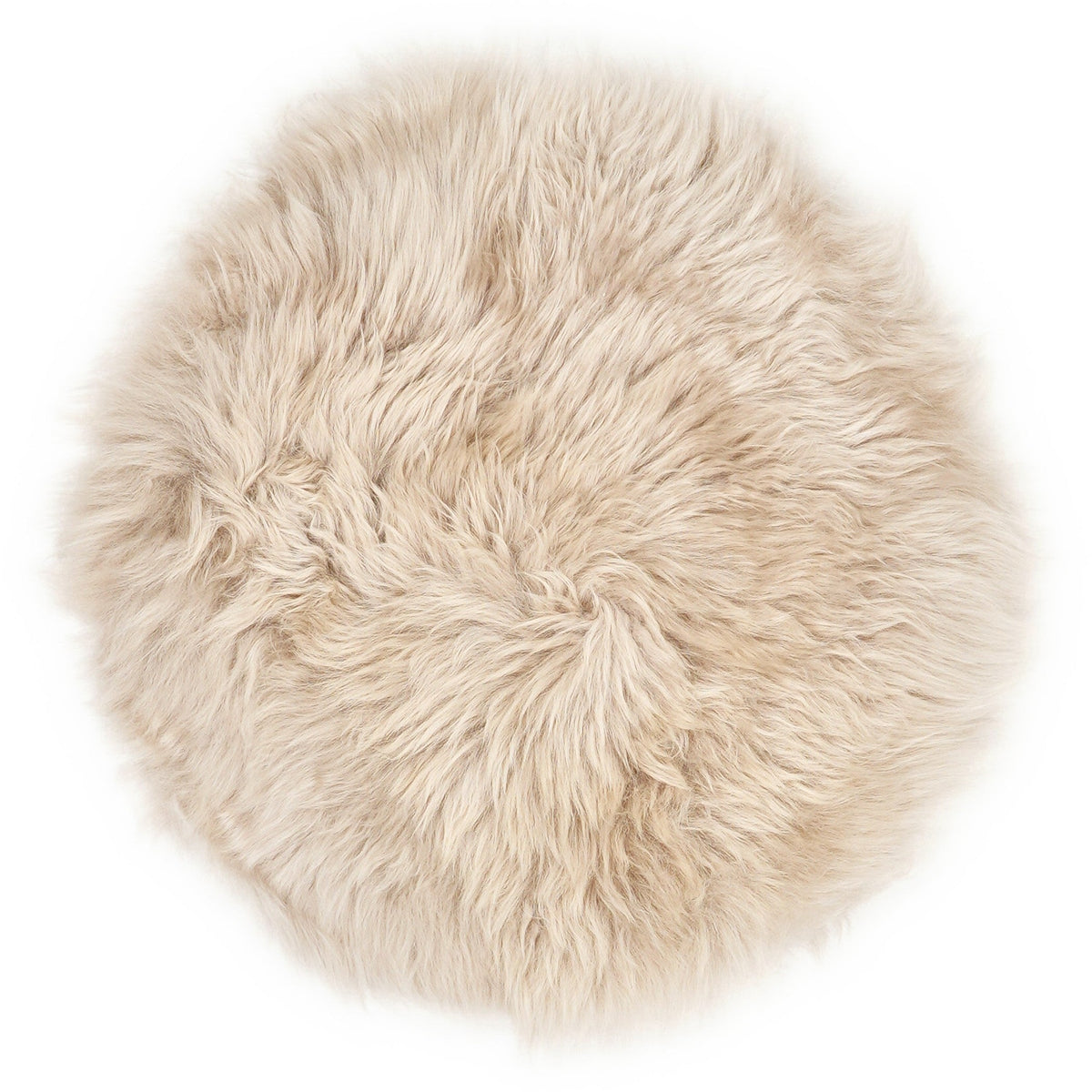 Rund stolsdyna i fårskinn – Beige